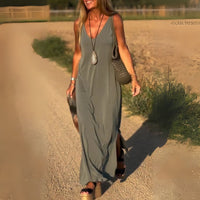 Solène | Boho Strandjurk met Elegante V-Hals
