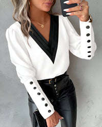 Stephany | Colour Block V-Hals Blouse