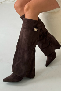 Caris | Luxe Hoge Laarzen met Flap en Blokhak