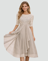 Livia | Elegante Midi Feestjurk met Kant