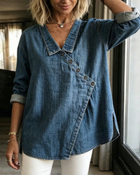 Babette | Denim Blouse met Reverskraag
