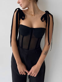 Rosy | Satijnen Mesh Top met Spaghettibandjes voor Dames