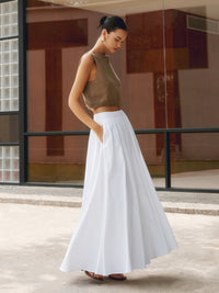 Rosita | Plissé Maxi Rok met Hoge Taille
