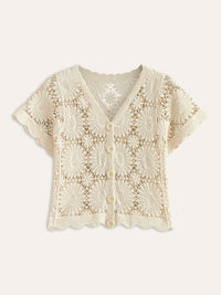 Nilah | Gehaakt Vest met Bloemdetails voor Dames