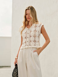Rosah | Jacquard Cut-Out V-Hals Top voor Dames