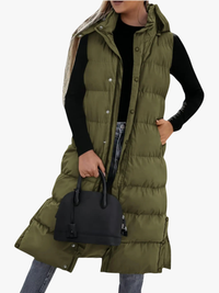 Dani | Lange Gewatteerde Wintergilet met Capuchon