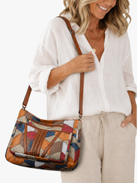 Nina | Patchwork Schoudertas met Geometrisch Patroon