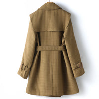 Claire | Geruite Trenchcoat met Tailleband