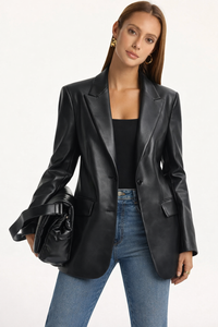 Felicity | Stijlvolle Blazer met Faux Leren Details voor Dames