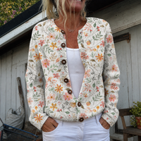 Camille | Zachte Open Herfstcardigan met Kleine Bloemen