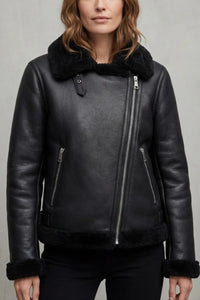 Valerisse | Shearling Bikerjack met Asymmetrische Rits