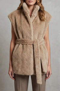 Liorienne | Lange Gilet van Imitatiebont
