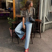 Gisella | Luipaardprint Top met Strikdetail voor Dames