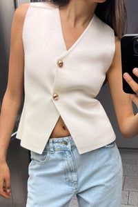 Fieve | Mouwloze Gilet Top met Knopen voor Dames