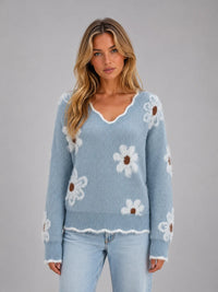 Floravie | Gebreide Trui met Bloemenpatroon