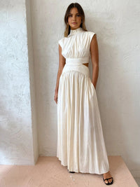 Lilly | Maxi Jurk met Hoge Hals en Cut-Out Taille