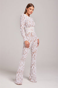 Nadea | Elegante Kant Jumpsuit met Wijde Pijpen
