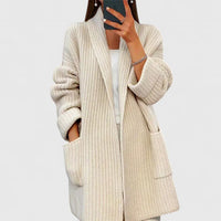 Isalienne | Geribbelde Open Cardigan met Zakken