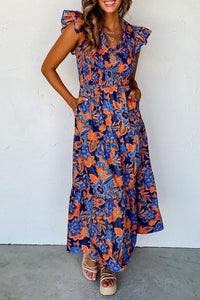 Evie | Boheemse Bloemenjurk met V-hals en Ruffles