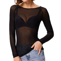 Elira | Elegante Mesh Top met Lange Mouwen